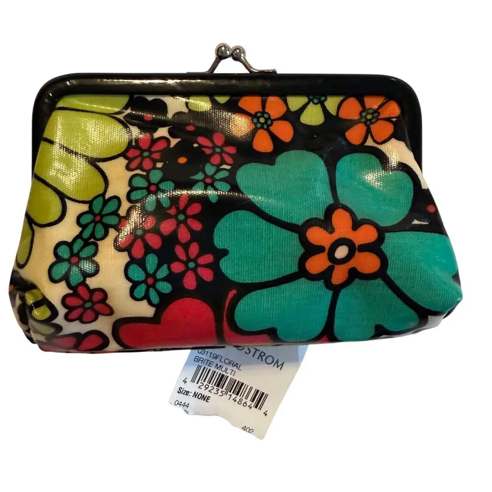 Vintage Nordstrom Cosmetic Bags Vinyl Black 70's Floral Set Lot - Picture 2 of 11